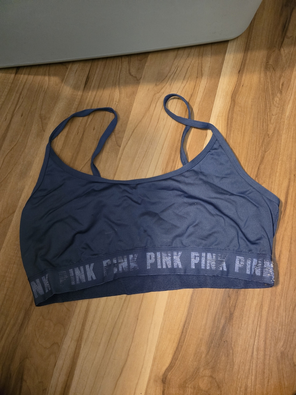 PINK Victoria's Secret Steel Blue Logo Band Bralette